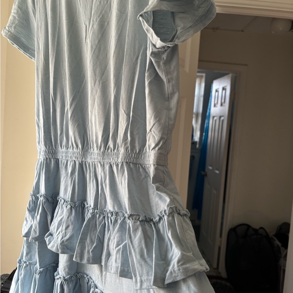 Light Blue Cotton Ruffle Dress - Picture 6 of 6